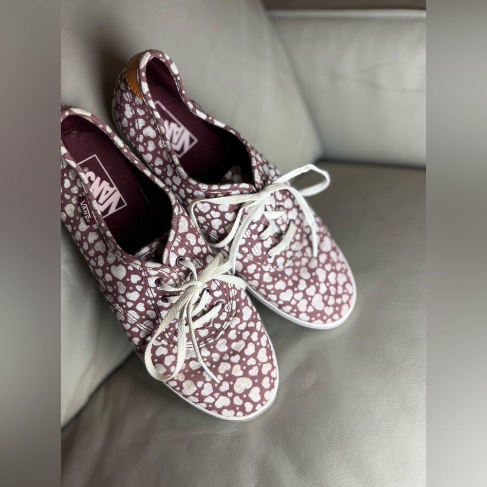 Vans Maroon and White Sneakers size 10